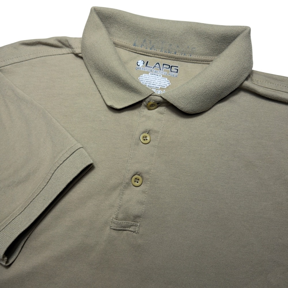 LAPG Operator Tactical Polo Mens Large Tan Khaki Short Sleeve OPPOLO Shirt